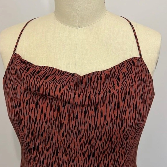 Nordstrom Leith Slinky Square Neck Strappy Midi Dress with side slit - Picture 2 of 6